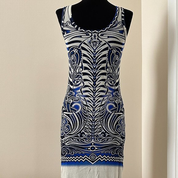 Jean Paul Gaultier Soleil Tattoo Print Mesh Bodycon Maxi Dress size L - Picture 4 of 9